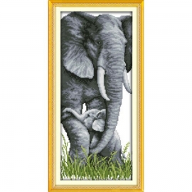 Haft krzyżykowy - Słonica ze słoniątkiem - zestaw do haftu
